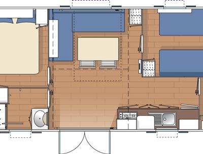 plan - Mobile home rental in Pornichet - European Cottage - 4 / 6persons - Pornichet campsite 3 stars with indoor heated pool