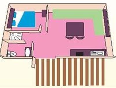 plan - Duo Cottage - 2/4 people with terrace in Pornichet campsite with indoor heated pool